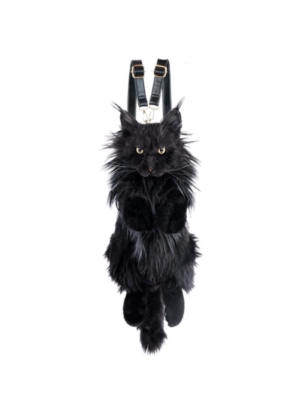 Cat Shaped Backpack - Handcrafted Stuffed Animals Bag, Black Cat Plush Bag new